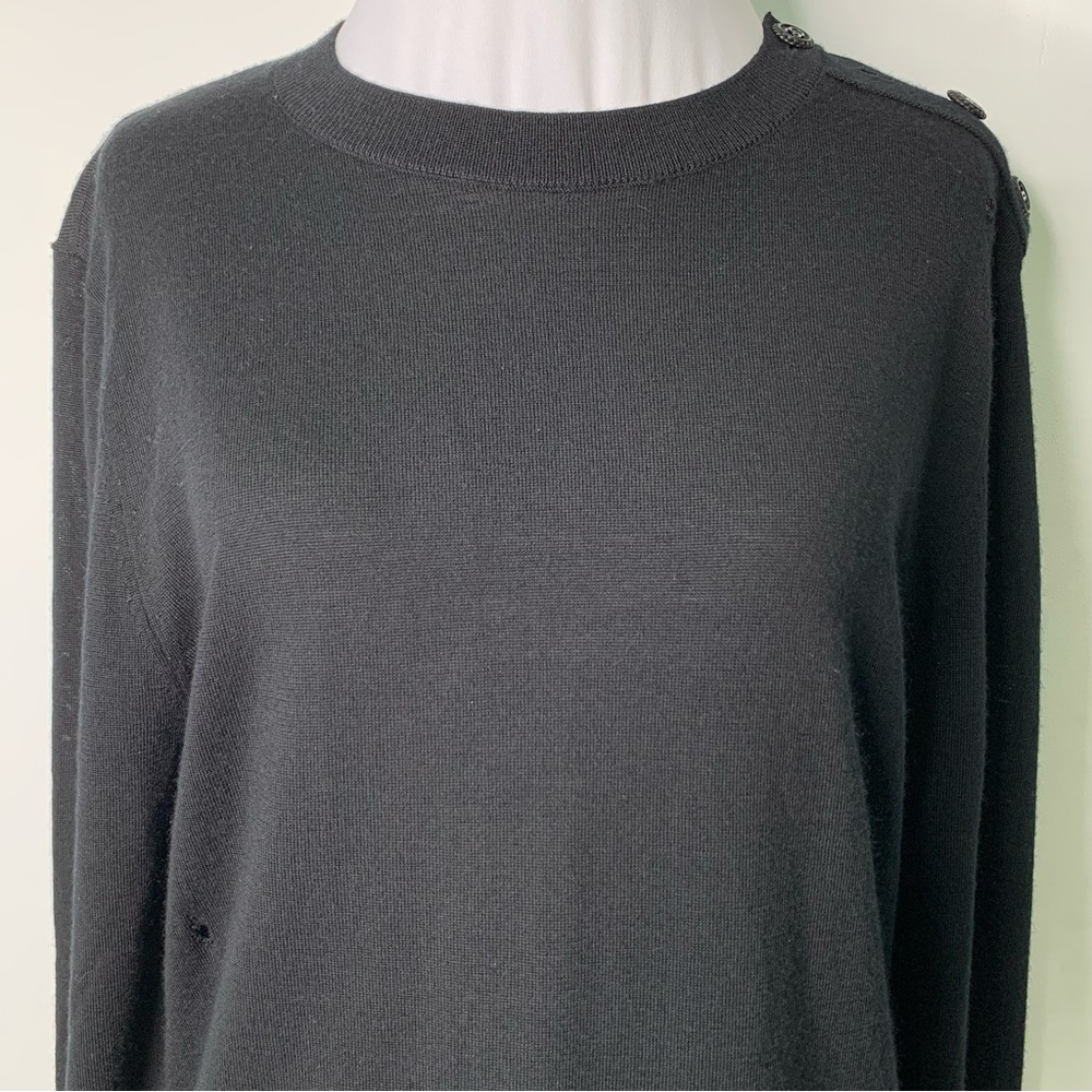 CHANEL Uniform Women's Black Crew Neck Long Sleeve 100% Wool Sweater Size Small - Picture 2 of 13